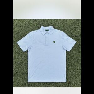 Berckmans Place Polo Pale Blue Polo with Green Logo Patch